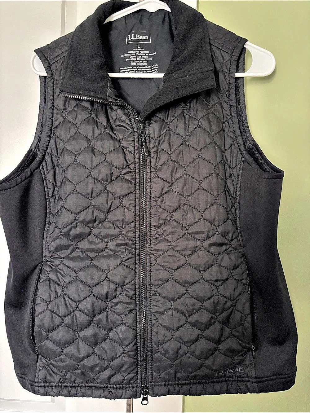 L.L.Bean Primaloft Packaway Vest Black Quilted Vest Like New